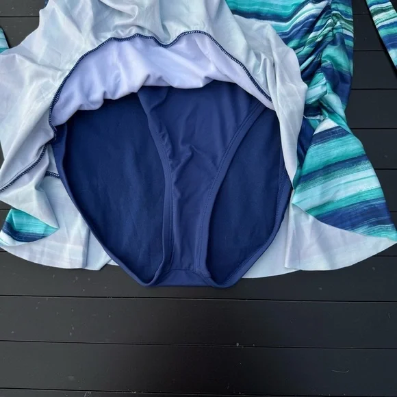 Disney Blue and White Skirted One Piece Swimwear with Ruffle Hem - Picture 12 of 12